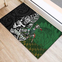 New Zealand and South Africa Rugby Custom Rubber Doormat Maori Tiki Fern Springboks Kente Pattern - Polynesian Pride