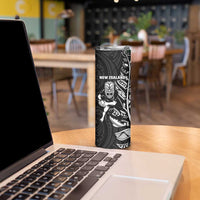 New Zealand and South Africa Rugby Skinny Tumbler Maori Tiki Fern Springboks Kente Pattern - Polynesian Pride