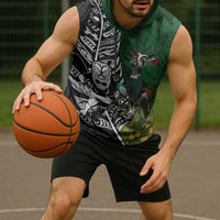 New Zealand and South Africa Rugby Custom Sleeveless Hoodie Maori Tiki Fern Springboks Kente Pattern - Polynesian Pride