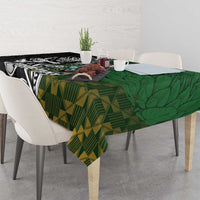 New Zealand and South Africa Rugby Custom Tablecloth Maori Tiki Fern Springboks Kente Pattern - Polynesian Pride