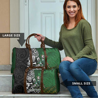 New Zealand and South Africa Rugby Custom Travel Bag Maori Tiki Fern Springboks Kente Pattern - Polynesian Pride