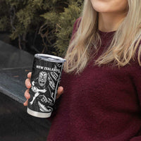 New Zealand and South Africa Rugby Tumbler Cup Maori Tiki Fern Springboks Kente Pattern - Polynesian Pride