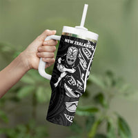 New Zealand and South Africa Rugby Tumbler With Handle Maori Tiki Fern Springboks Kente Pattern - Polynesian Pride