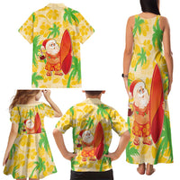 Aloha Hawaii Christmas Family Matching Tank Maxi Dress and Hawaiian Shirt Mele Kalikimaka Funny Santa Palaka Quilt Motifs - Polynesian Pride