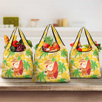 Aloha Hawaii Christmas Grocery Bag Mele Kalikimaka Funny Santa Palaka Quilt Motifs - Polynesian Pride