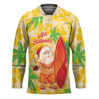 Aloha Hawaii Christmas Hockey Jersey Mele Kalikimaka Funny Santa Palaka Quilt Motifs - Polynesian Pride