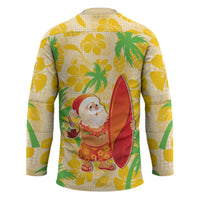 Aloha Hawaii Christmas Hockey Jersey Mele Kalikimaka Funny Santa Palaka Quilt Motifs - Polynesian Pride