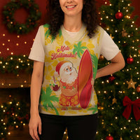 Aloha Hawaii Christmas Knitted V-Neck Vest Mele Kalikimaka Funny Santa Palaka Quilt Motifs - Polynesian Pride