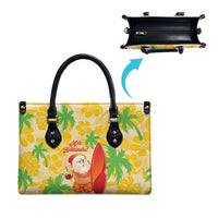 Aloha Hawaii Christmas Leather Bag Mele Kalikimaka Funny Santa Palaka Quilt Motifs - Polynesian Pride