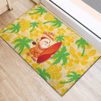 Aloha Hawaii Christmas Rubber Doormat Mele Kalikimaka Funny Santa Palaka Quilt Motifs - Polynesian Pride