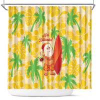 Aloha Hawaii Christmas Shower Curtain Mele Kalikimaka Funny Santa Palaka Quilt Motifs - Polynesian Pride