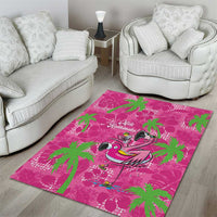 Aloha Hawaii Christmas Area Rug Mele Kalikimaka Chill Flamingo Palaka Quilt Motifs - Polynesian Pride