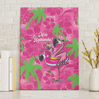 Aloha Hawaii Christmas Canvas Wall Art Mele Kalikimaka Chill Flamingo Palaka Quilt Motifs - Polynesian Pride