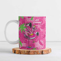 Aloha Hawaii Christmas Ceramic Mug Mele Kalikimaka Chill Flamingo Palaka Quilt Motifs LT14 Pink - Polynesian Pride
