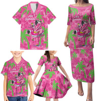 Aloha Hawaii Christmas Family Matching Puletasi and Hawaiian Shirt Mele Kalikimaka Chill Flamingo Palaka Quilt Motifs - Polynesian Pride