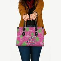 Aloha Hawaii Christmas Leather Bag Mele Kalikimaka Chill Flamingo Palaka Quilt Motifs - Polynesian Pride
