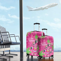 Aloha Hawaii Christmas Luggage Cover Mele Kalikimaka Chill Flamingo Palaka Quilt Motifs - Polynesian Pride