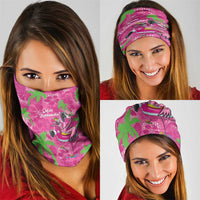 Aloha Hawaii Christmas Neck Gaiter Mele Kalikimaka Chill Flamingo Palaka Quilt Motifs - Polynesian Pride