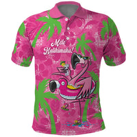 Aloha Hawaii Christmas Polo Shirt Mele Kalikimaka Chill Flamingo Palaka Quilt Motifs - Polynesian Pride