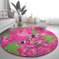 Aloha Hawaii Christmas Round Carpet Mele Kalikimaka Chill Flamingo Palaka Quilt Motifs - Polynesian Pride