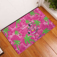 Aloha Hawaii Christmas Rubber Doormat Mele Kalikimaka Chill Flamingo Palaka Quilt Motifs - Polynesian Pride