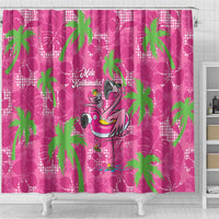 Aloha Hawaii Christmas Shower Curtain Mele Kalikimaka Chill Flamingo Palaka Quilt Motifs - Polynesian Pride