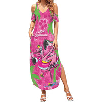 Aloha Hawaii Christmas Summer Maxi Dress Mele Kalikimaka Chill Flamingo Palaka Quilt Motifs - Polynesian Pride