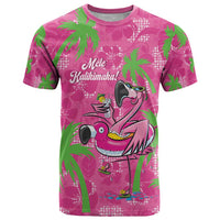 Aloha Hawaii Christmas T Shirt Mele Kalikimaka Chill Flamingo Palaka Quilt Motifs - Polynesian Pride