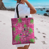 Aloha Hawaii Christmas Tote Bag Mele Kalikimaka Chill Flamingo Palaka Quilt Motifs - Polynesian Pride