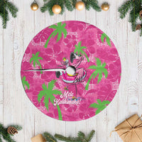 Aloha Hawaii Christmas Tree Skirt Mele Kalikimaka Chill Flamingo Palaka Quilt Motifs - Polynesian Pride
