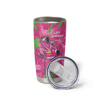 Aloha Hawaii Christmas Tumbler Cup Mele Kalikimaka Chill Flamingo Palaka Quilt Motifs - Polynesian Pride