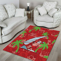 Aloha Hawaii Christmas Area Rug Mele Kalikimaka Windsurfing Santa Palaka Quilt Motifs - Polynesian Pride