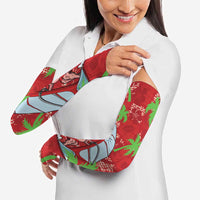 Aloha Hawaii Christmas Arm Sleeves Mele Kalikimaka Windsurfing Santa Palaka Quilt Motifs - Polynesian Pride