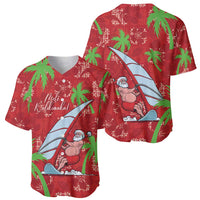 Aloha Hawaii Christmas Baseball Jersey Mele Kalikimaka Windsurfing Santa Palaka Quilt Motifs - Polynesian Pride