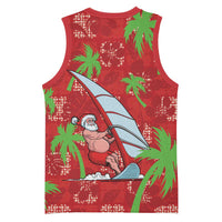 Aloha Hawaii Christmas Basketball Jersey Mele Kalikimaka Windsurfing Santa Palaka Quilt Motifs - Polynesian Pride