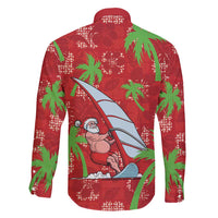 Aloha Hawaii Christmas Family Matching Tank Maxi Dress and Hawaiian Shirt Mele Kalikimaka Windsurfing Santa Palaka Quilt Motifs - Polynesian Pride