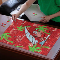 Aloha Hawaii Christmas Puzzle Mele Kalikimaka Windsurfing Santa Palaka Quilt Motifs - Polynesian Pride