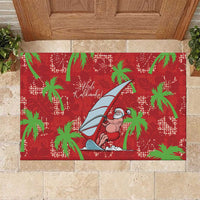 Aloha Hawaii Christmas Rubber Doormat Mele Kalikimaka Windsurfing Santa Palaka Quilt Motifs - Polynesian Pride