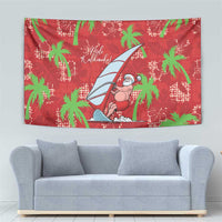 Aloha Hawaii Christmas Tapestry Mele Kalikimaka Windsurfing Santa Palaka Quilt Motifs - Polynesian Pride