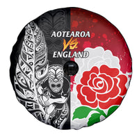 New Zealand And England Rugby Spare Tire Cover 2023 World Cup All Black Combine Red Roses LT14 - Polynesian Pride