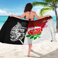 Custom New Zealand And England Rugby Sarong 2023 World Cup All Black Combine Red Roses LT14 - Polynesian Pride