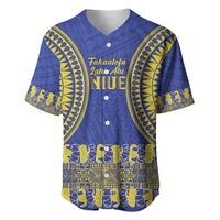 Fakaalofa Lahi Atu Niue Baseball Jersey Siapo Pattern With Puakenikeni LT14 Blue - Polynesian Pride