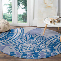 Niue Language Week Round Carpet The Rock Coconut Crab - Siapo Blue Pastel LT14 - Polynesian Pride