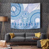 Niue Language Week Tapestry The Rock Coconut Crab - Siapo Blue Pastel LT14 Blue - Polynesian Pride