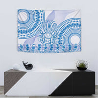 Niue Language Week Tapestry The Rock Coconut Crab - Siapo Blue Pastel LT14 - Polynesian Pride