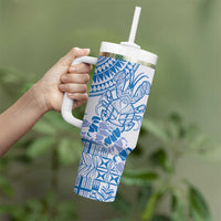 Niue Language Week Tumbler With Handle The Rock Coconut Crab - Siapo Blue Pastel