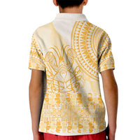 Niue Language Week Kid Polo Shirt The Rock Coconut Crab - Siapo Gold Pastel LT14 - Polynesian Pride