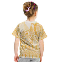 Niue Language Week Kid T Shirt The Rock Coconut Crab - Siapo Gold Pastel LT14 - Polynesian Pride