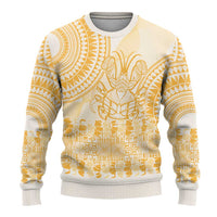 Niue Language Week Ugly Christmas Sweater The Rock Coconut Crab - Siapo Gold Pastel