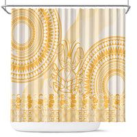Niue Language Week Shower Curtain The Rock Coconut Crab - Siapo Gold Pastel